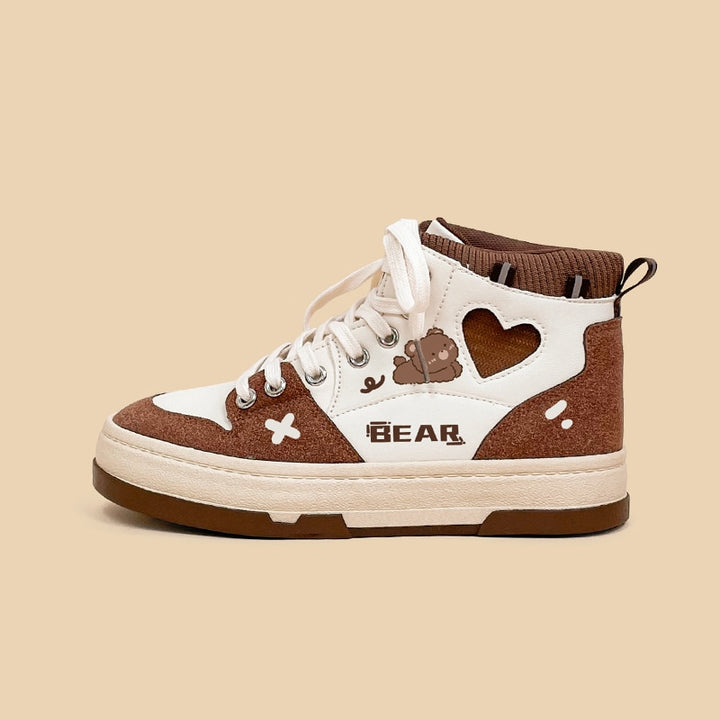 Kawaii Brown Bear Chunky Sneakers - Juneptune
