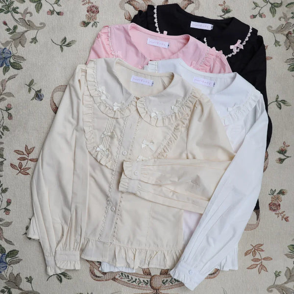 Kawaii Ribbon Lace Collar Blouse