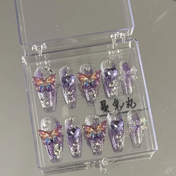 Iridescent Butterfly Aura Nails Set