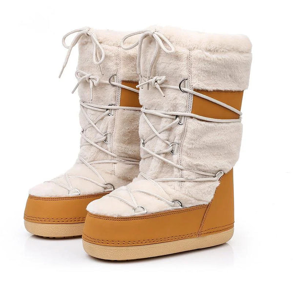 Fluffy Lace-Up Snow Boots