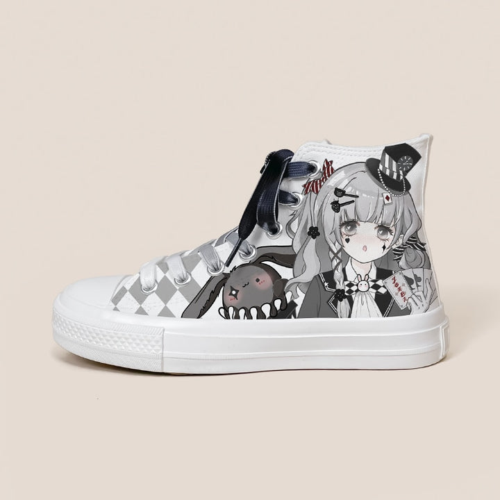 Kawaii Bunny Anime Girl High Top Shoes - Juneptune