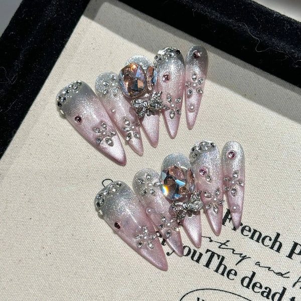 Rose Quartz Nails Set