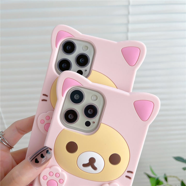 Pink Bear Silicone iPhone Case - Juneptune