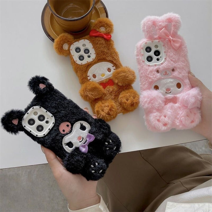 Sanrio Hello Kitty My Melody & Kuromi Fluffy iPhone Case - Juneptune