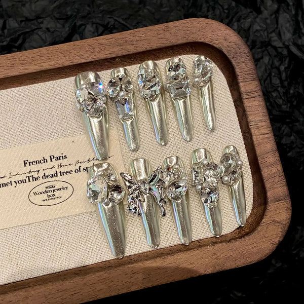 Silver Chrome Nails Set
