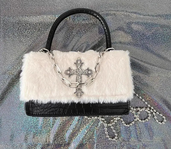 Y2K Vintage Cross Fur Bag