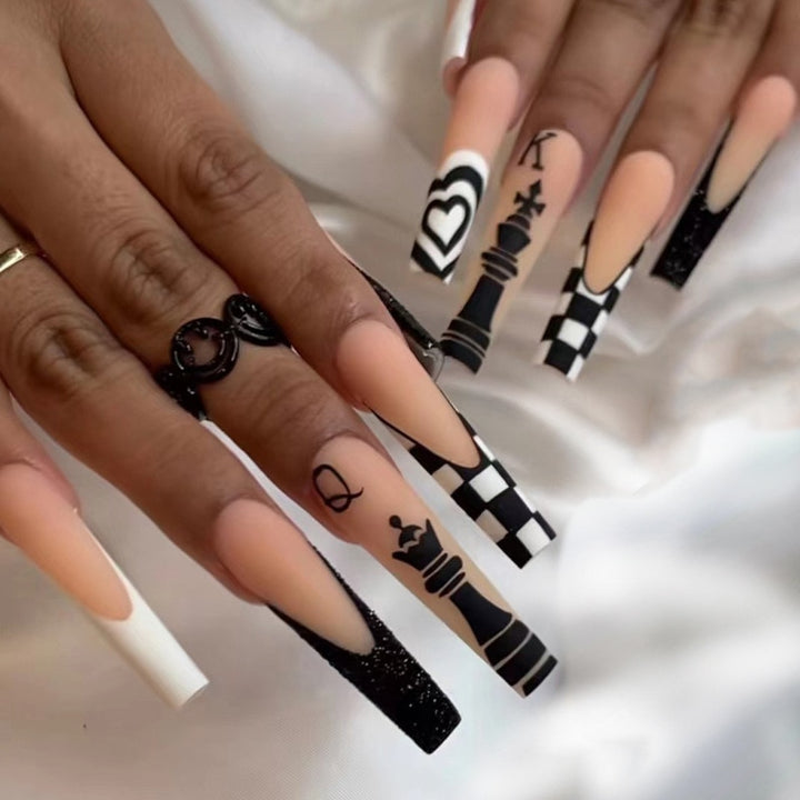 24pcs/Box Press On Long Aesthetic False Nails - Juneptune