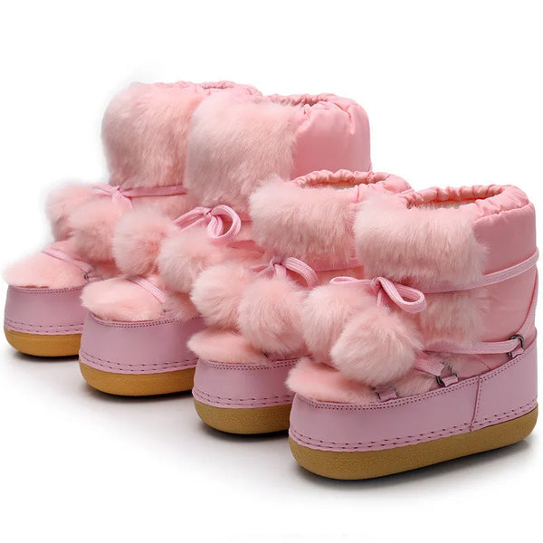 Fluffy Pom Pom Snow Boots