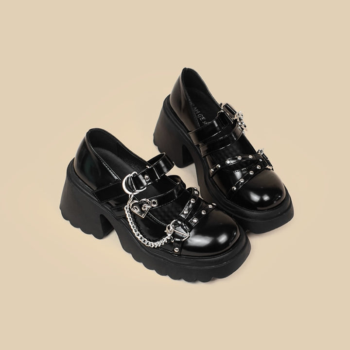 Gothic Lolita High Heel Black Shoes - Juneptune