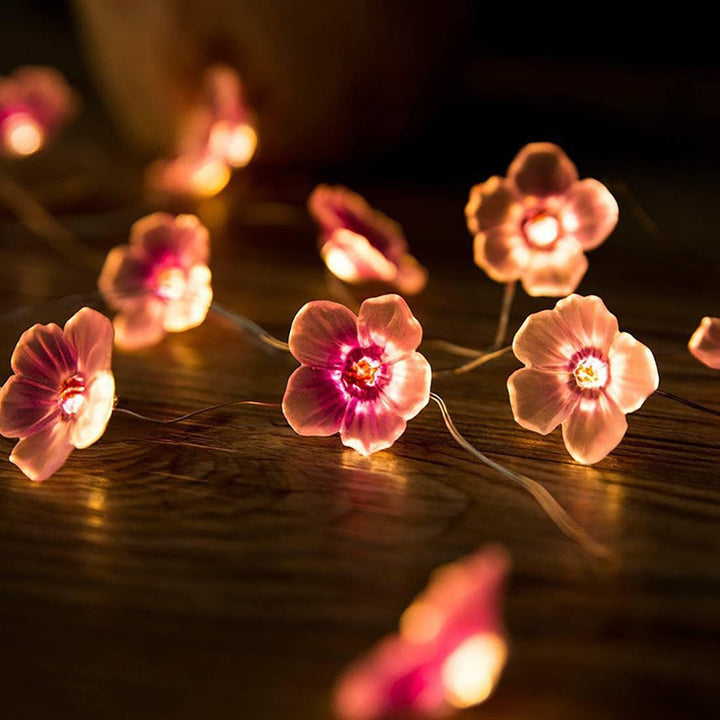 Cottagecore Pink Cherry Blossom String Led Lights - Juneptune