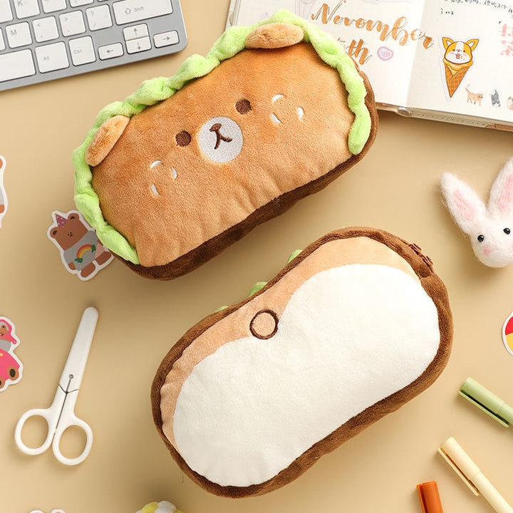 Kawaii Hamburger Dog Pencil Case - Juneptune