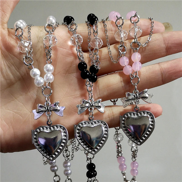 Victorian Goth Heart Locket Necklace