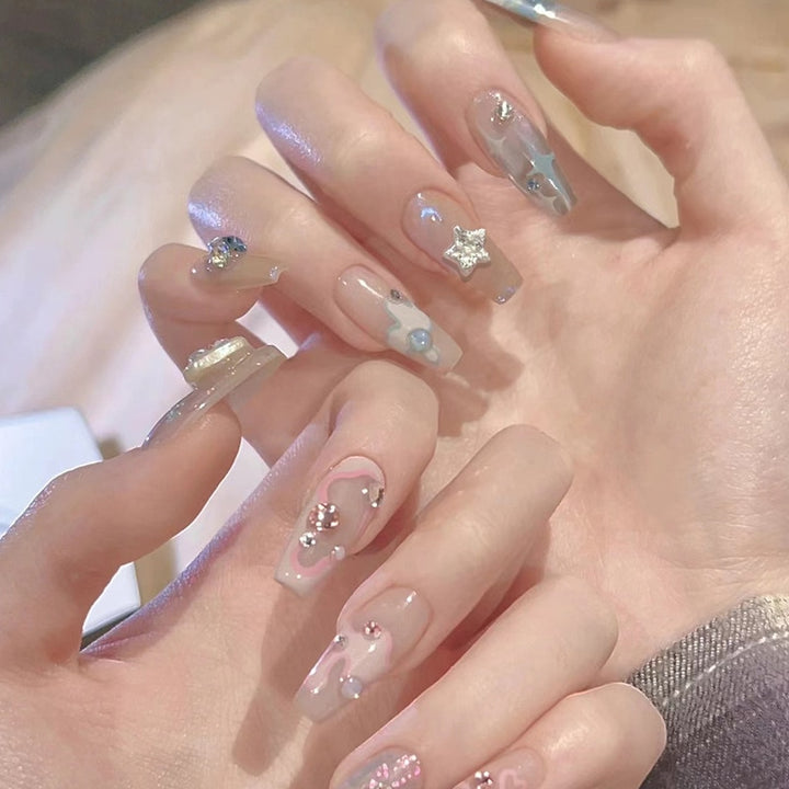 24pcs/Box Press On Cute Aesthetic False Nails - Juneptune