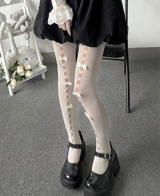 Lolita White Bow Stockings - Juneptune