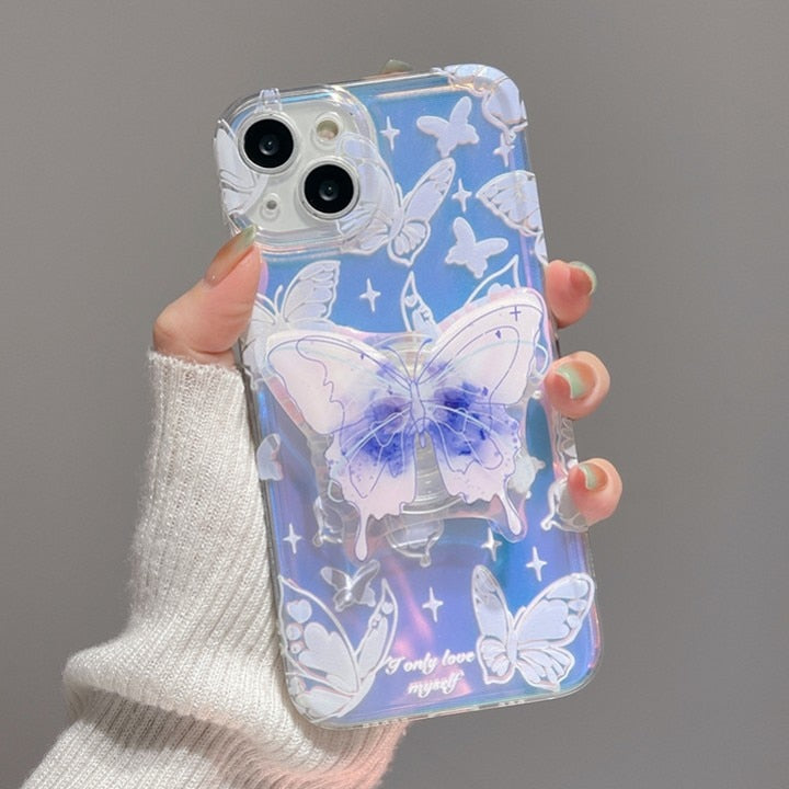 Aesthetic Glitter Butterfly iPhone Case With Grip - Juneptune