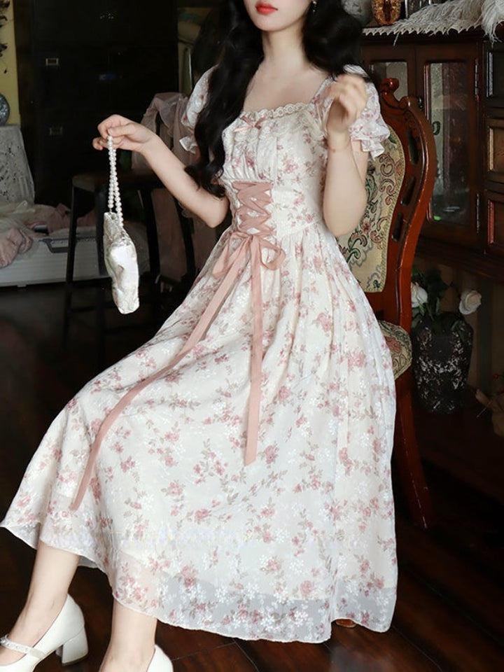 Cottagecore Pink Lace Dress - Juneptune