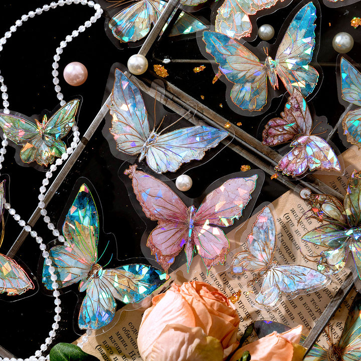 Aesthetic Crystal Butterfly Stickers - Juneptune