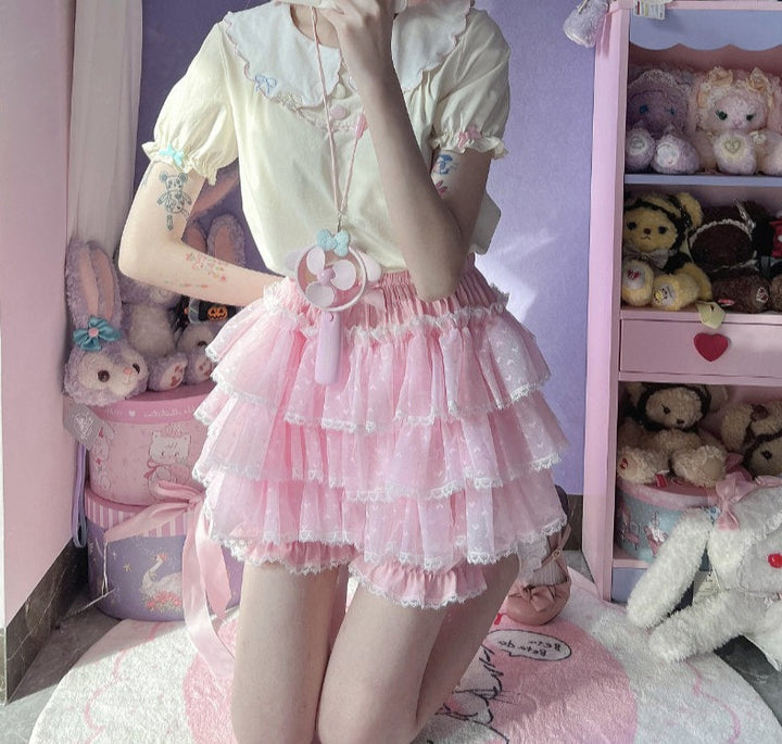 Kawaii Lolita Pumpkin Ruffles Pants - Juneptune