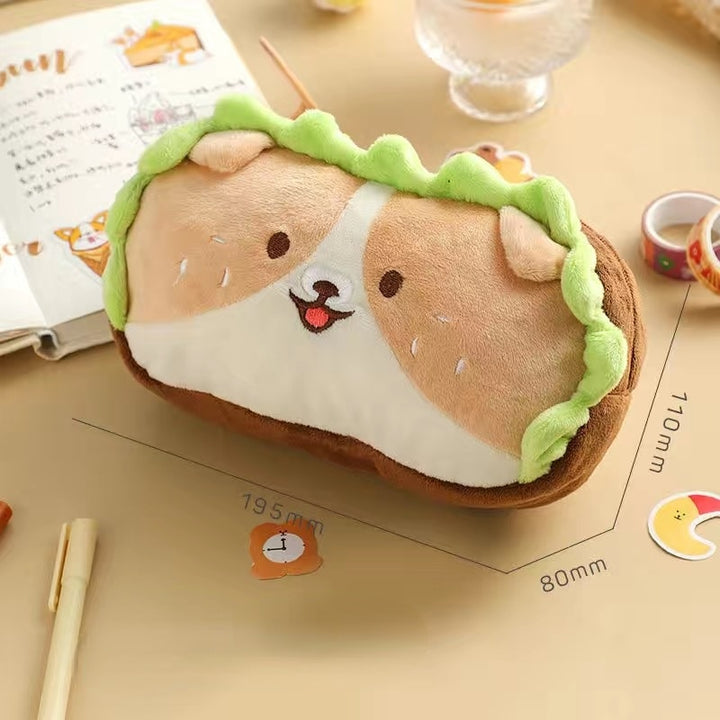 Kawaii Hamburger Dog Pencil Case - Juneptune