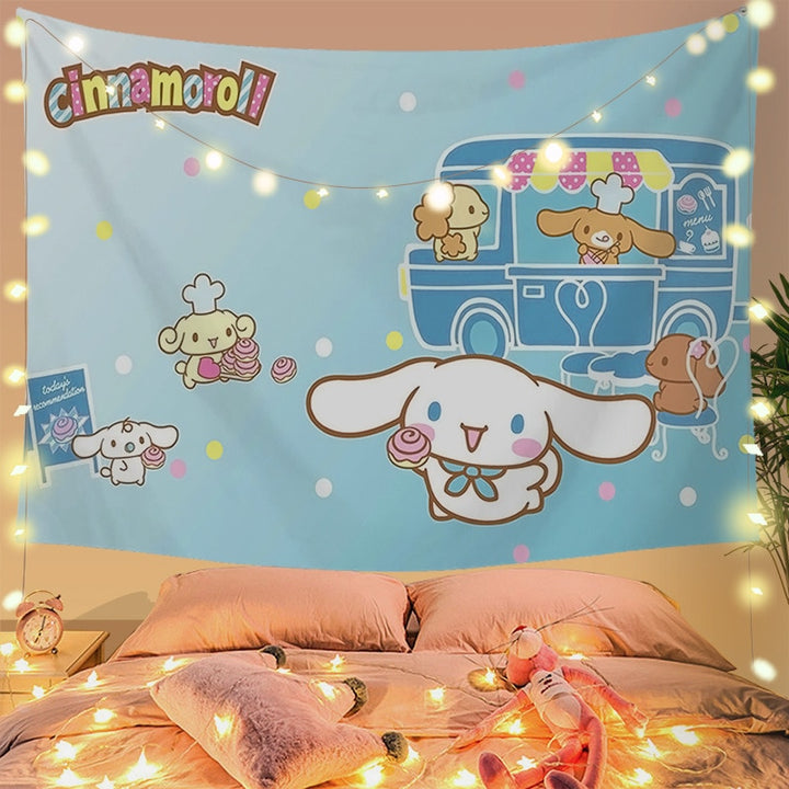 Sanrio Kawaii Cinnamoroll Wall Decoration Tapestry - Juneptune