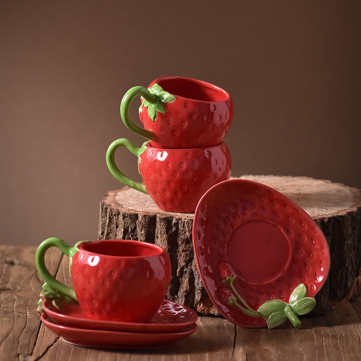 Kawaii Strawberry Ceramic Cup - Juneptune