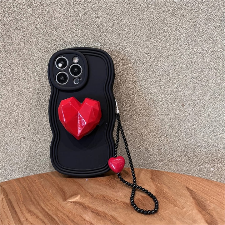 Korean Love Heart iPhone Case With Bracelet - Juneptune