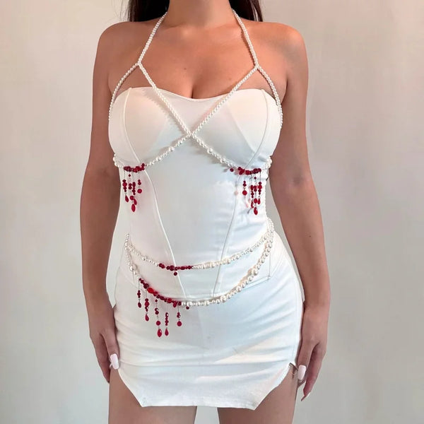 Blood Rose Gothic Bead Chain Body Jewelry