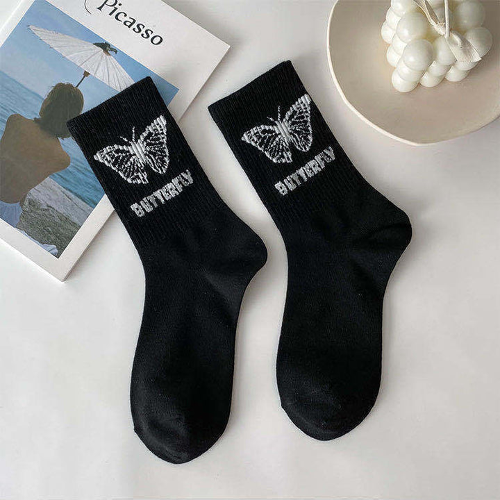 Retro Butterfly Cotton Socks - Juneptune