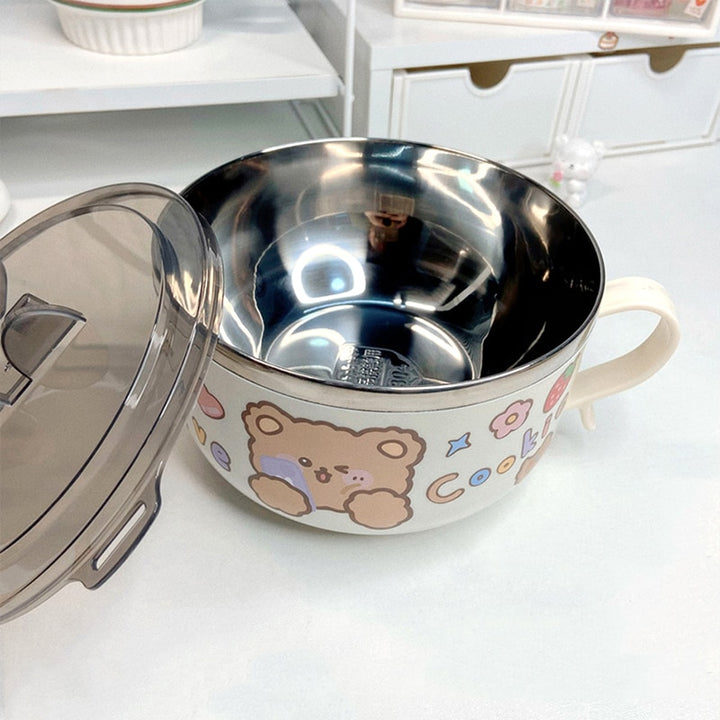 Cute Stainless Steel Bear Ramen Noodle Bowl - Juneptune