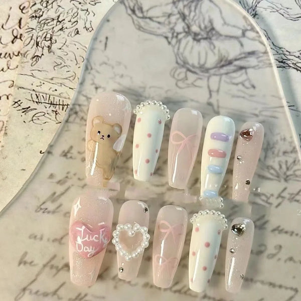 Pastel Bear Nails Set