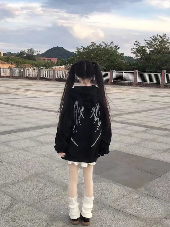 Gothic Harajuku Devil Oversized Hoodie - Juneptune