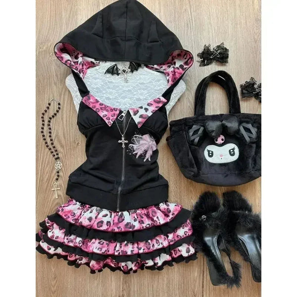 Vampire Rose Hoodie Outfit Set