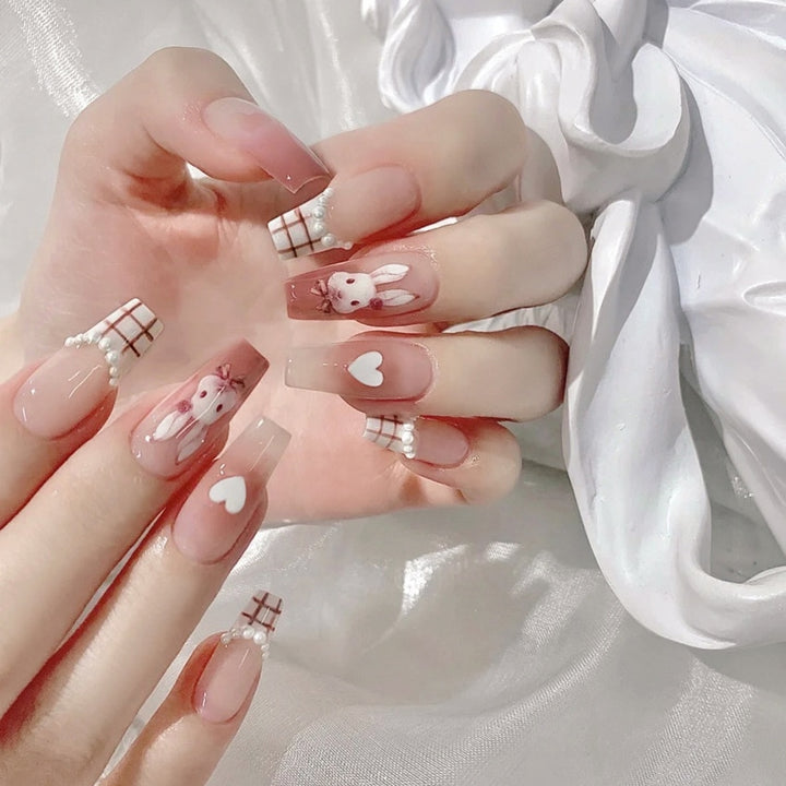 24pcs/Box Press On Cute Aesthetic False Nails - Juneptune