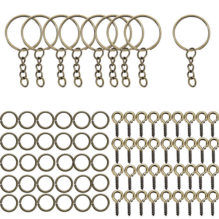 DIY Crafting Open Jump Rings Eye Pins Keychain Hooks Set - Juneptune