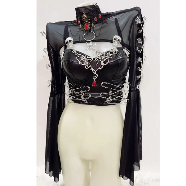 Dark Requiem Skull Chain Gothic Top