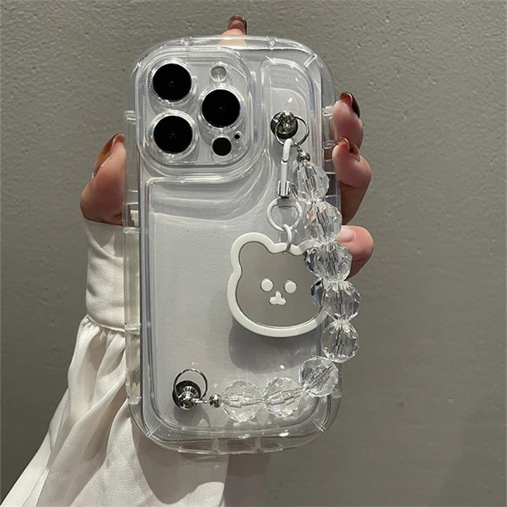 Aesthetic White Bear iPhone Case With Keychain - Juneptune