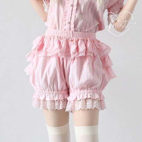 Victorian Lolita Ruffle Pink Shorts - Juneptune