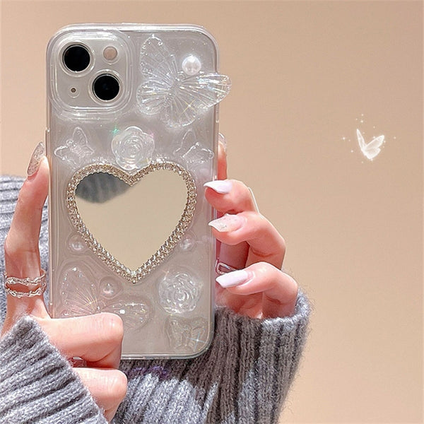 Butterfly Heart Mirror iPhone Case - Juneptune