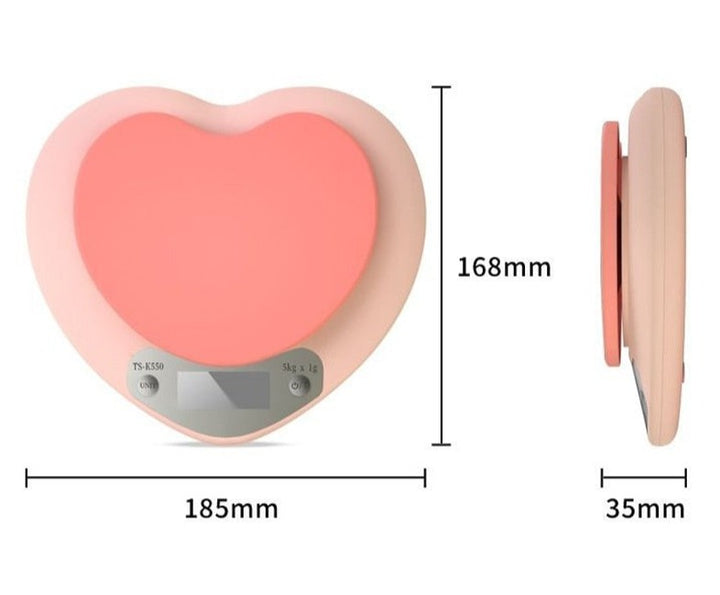 Kawaii Pink Heart Shaped Electronic Kitchen Scale 5kg - Juneptune