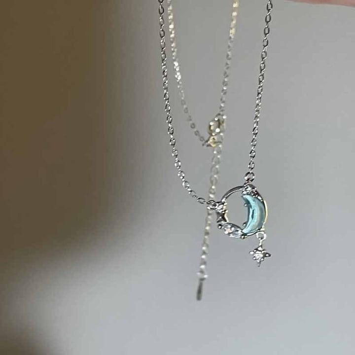 Y2K Purple Crystal Heart Pendant Necklace - Juneptune