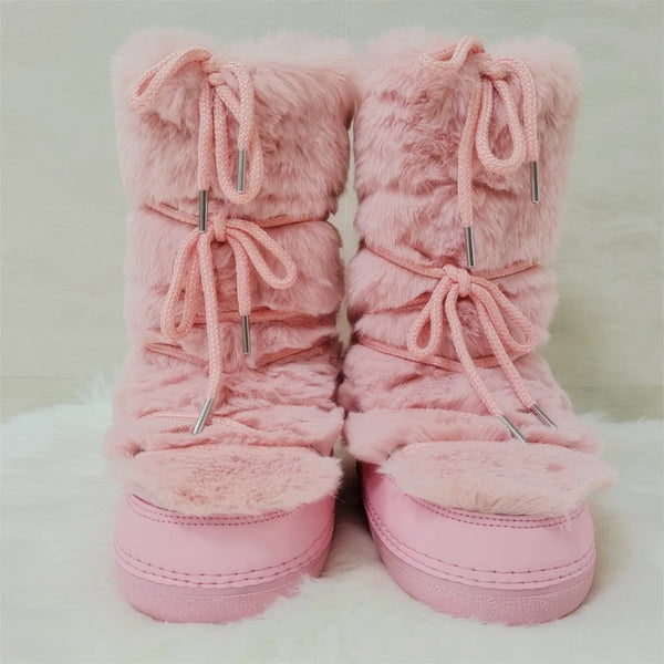 Frosted Kawaii Lace-Up Boots