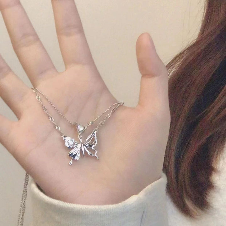 Vintage Y2K Butterfly Pendant Necklace - Juneptune