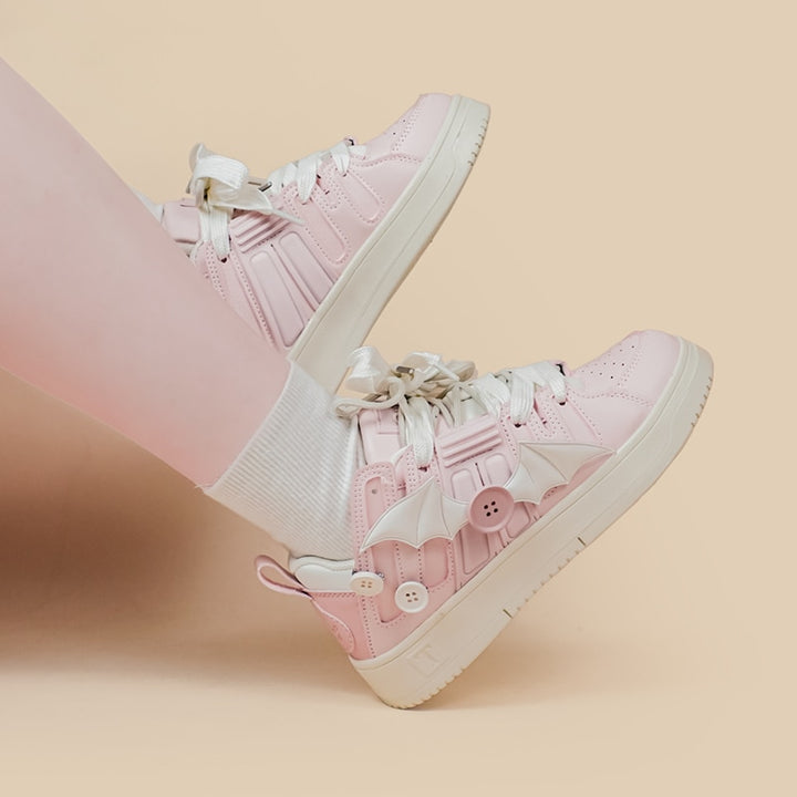 Kawaii Pink Angel Chunky Sneakers - Juneptune