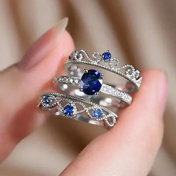 Aesthetic Deep Sea Blue Stone Ring Collection
