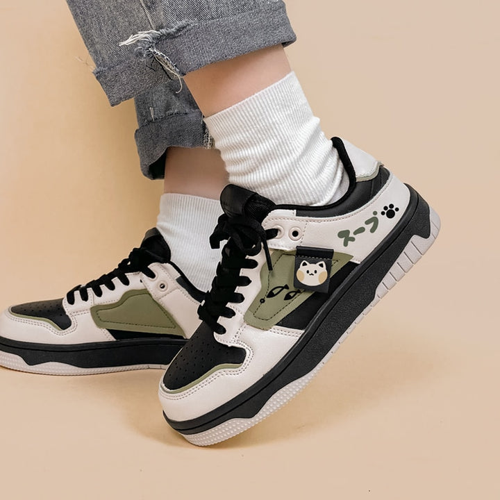 Kawaii Cat Paw Green Sneakers - Juneptune