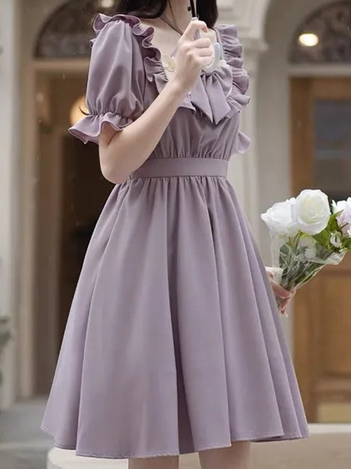 Sweet Lolita Purple Dress With Bow - Juneptune