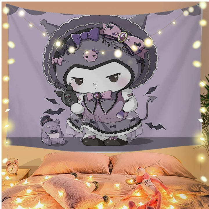 Sanrio Kawaii Kuromi Wall Decoration Tapestry - Juneptune