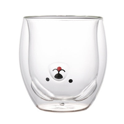 Kawaii Animal Double Layer Glass Cup - Juneptune