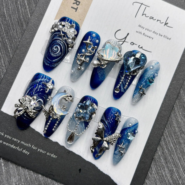 Midnight Galaxy Moonlight Press-On Nails