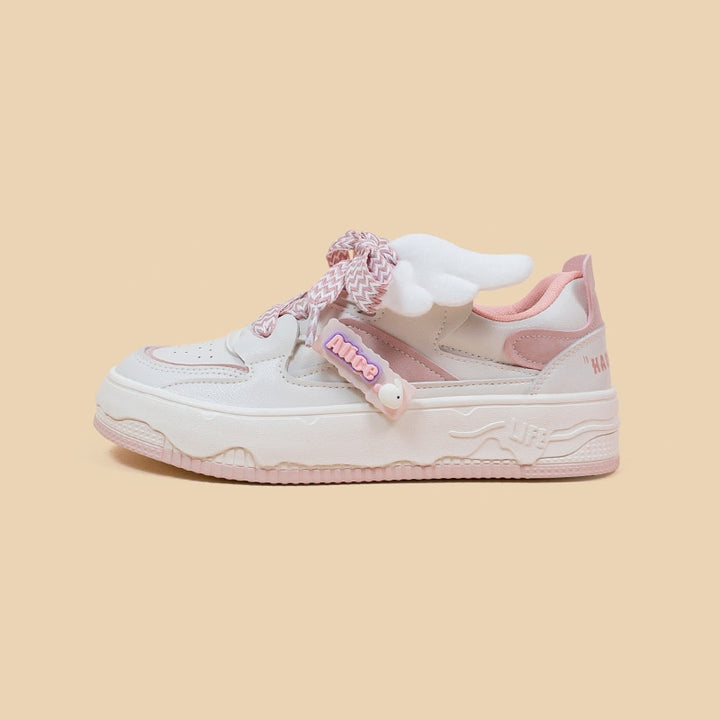 Kawaii Pink Angel Bunny Chunky Sneakers - Juneptune